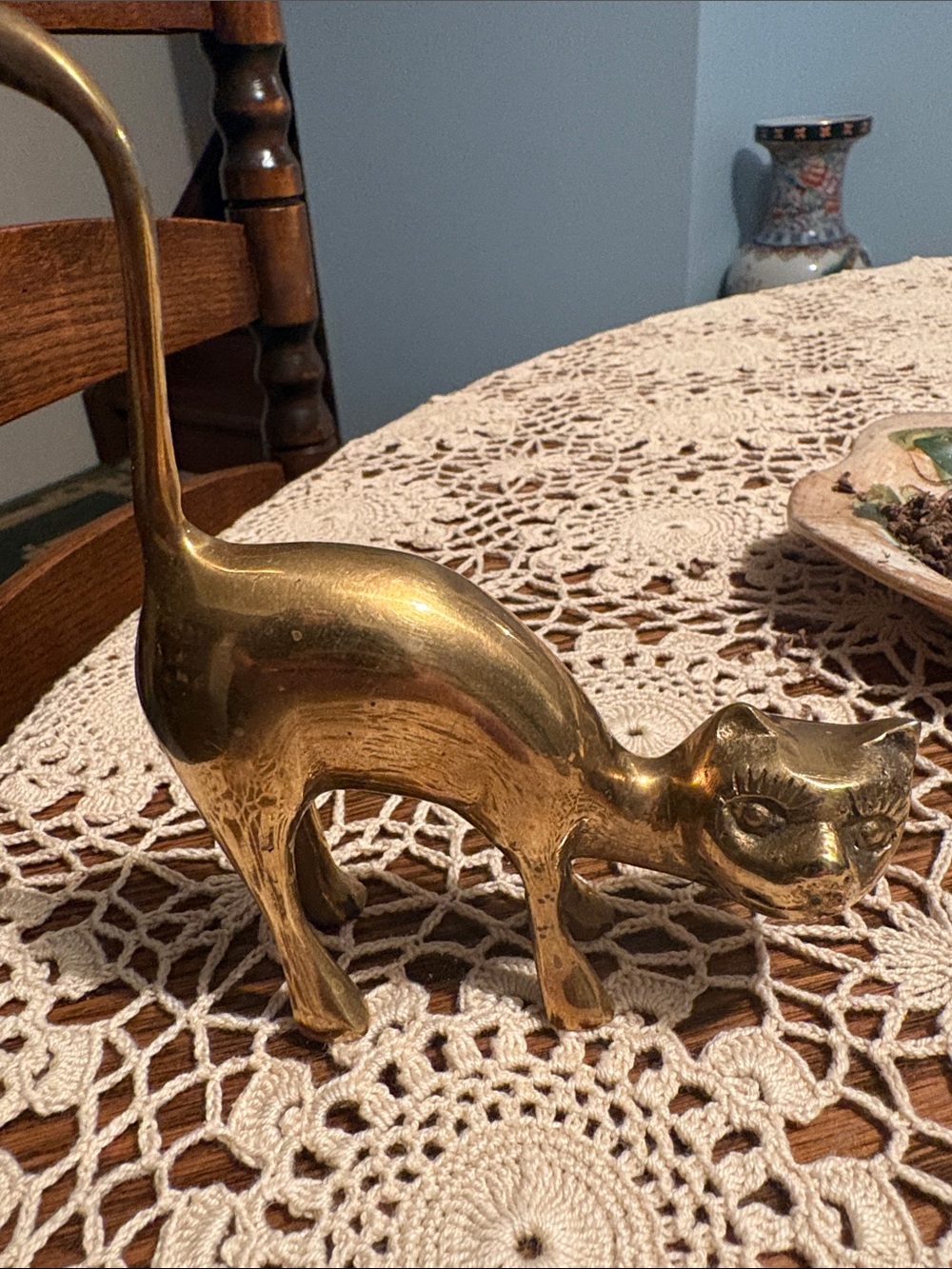 Brass Cat Figurine - Polished Gold Tone